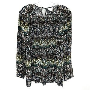 Floral Patterned Smocked Women's Top
